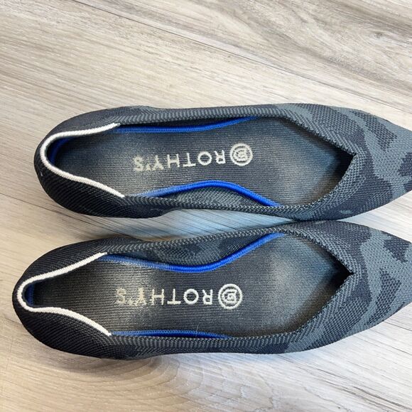 Rothy's The Point Flats 7.5 Gray Black Camo Slip On Knit Washable Ballet - Picture 9 of 10